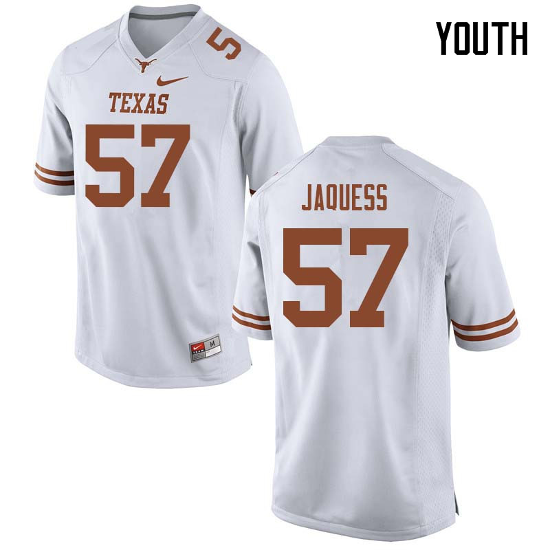 Youth #57 Cort Jaquess Texas Longhorns College Football Jerseys Sale-White